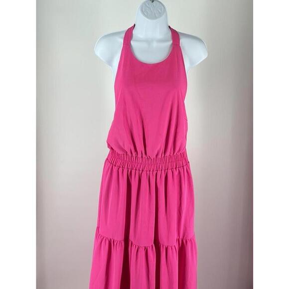 Chic Pink Maxi Dress with Tie Detail - Picture 2 of 7